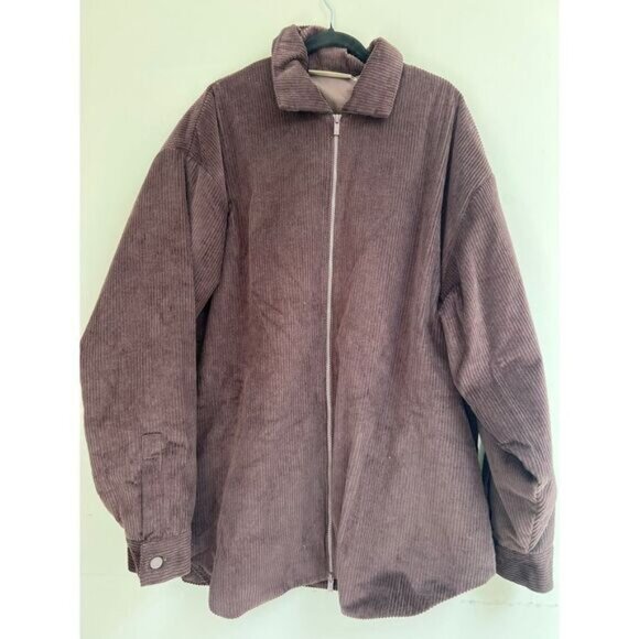 Fear of God Essentials Corduroy Shirt Jacket Men's Plum M Brown Full Zip Cotton - Picture 7 of 10